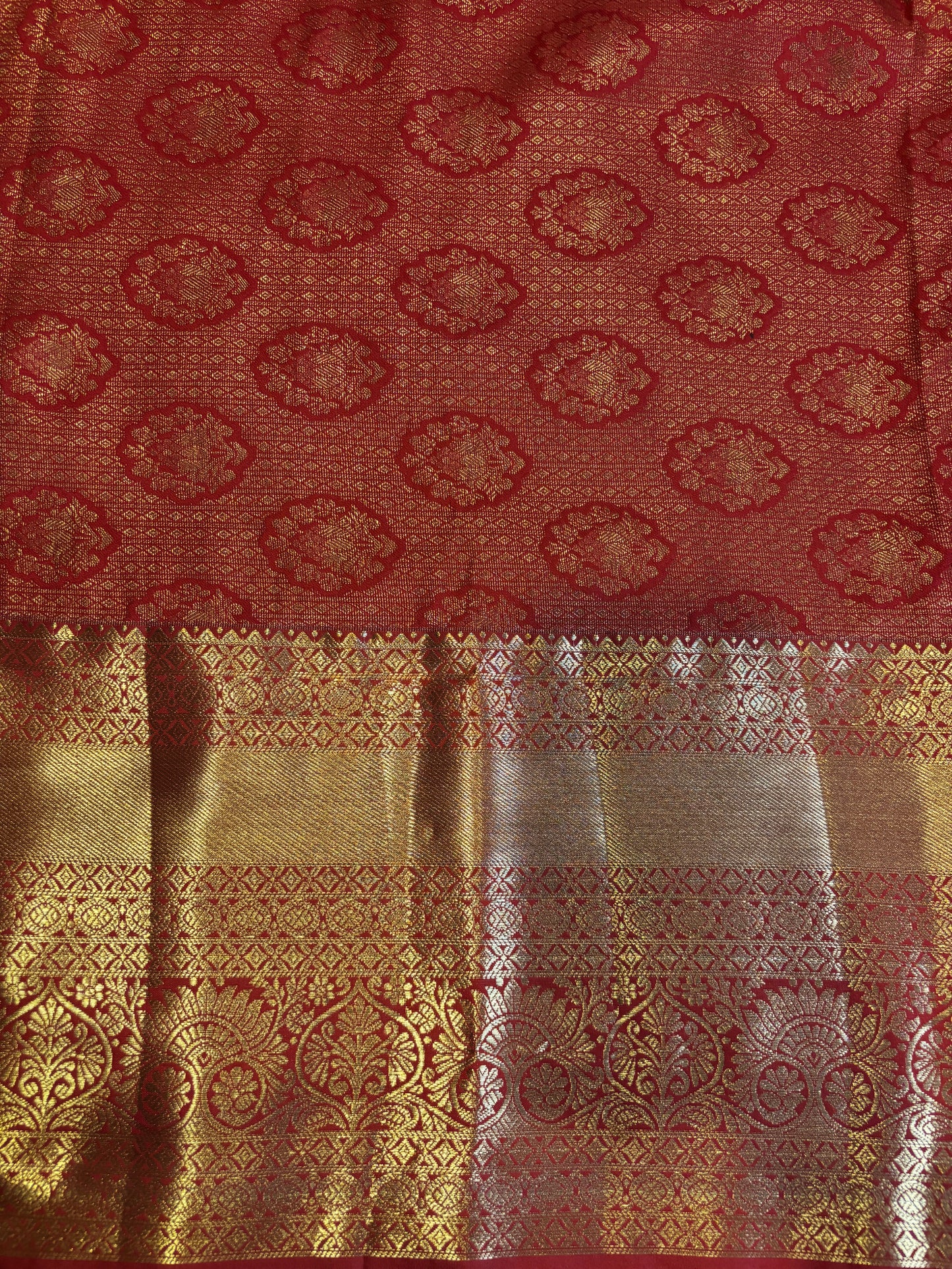 Royal Purple Kanchipuram Semi Silk Saree with Golden Floral Motifs
