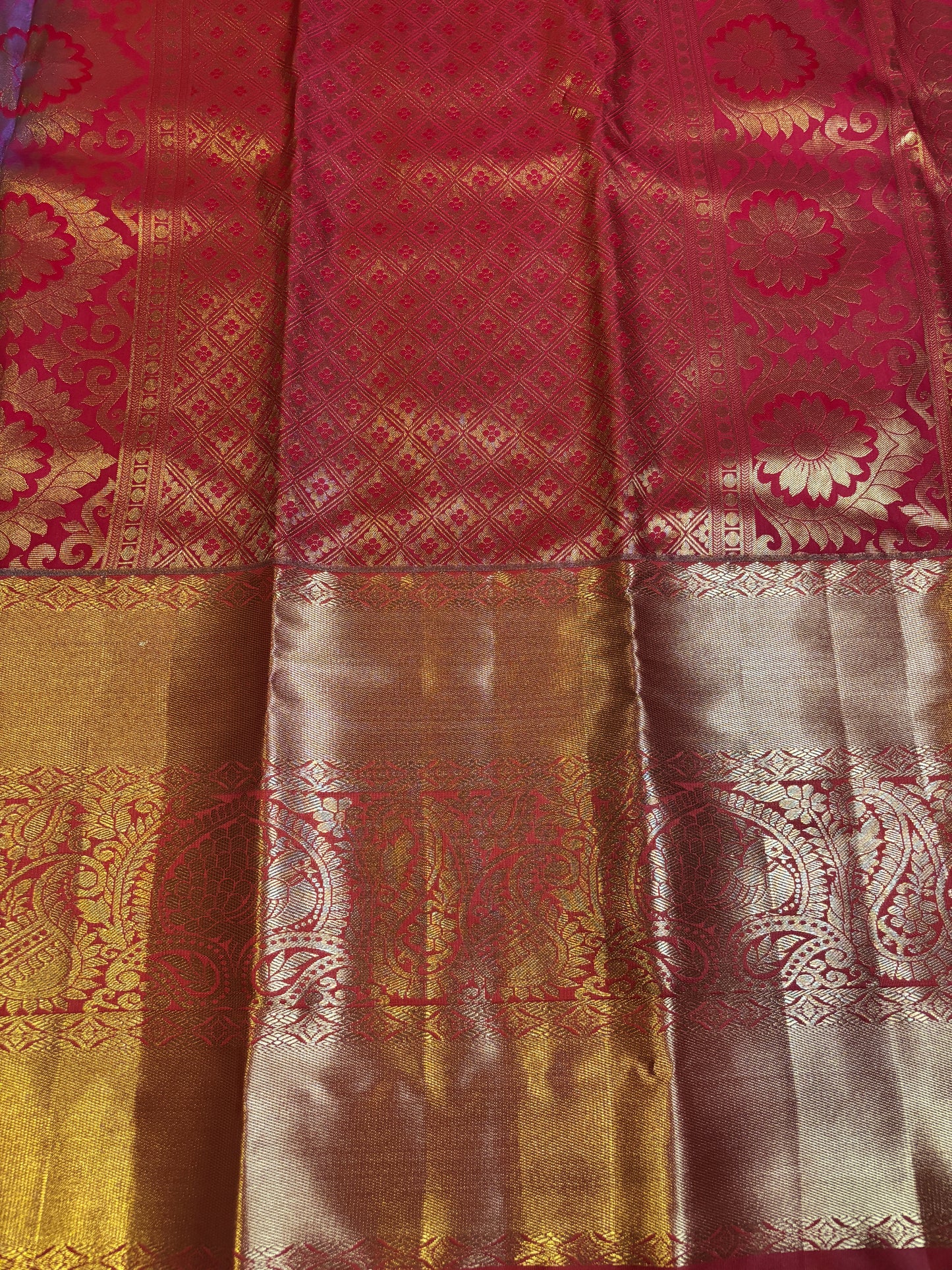 Purple and Gold Sari with Red Border