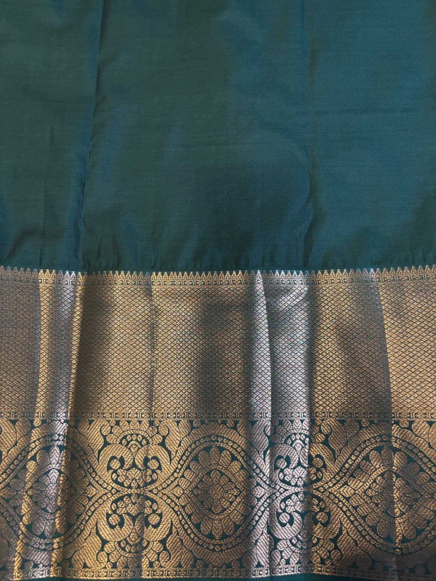 Lavender Silk Saree with Gold Zari and Green Border