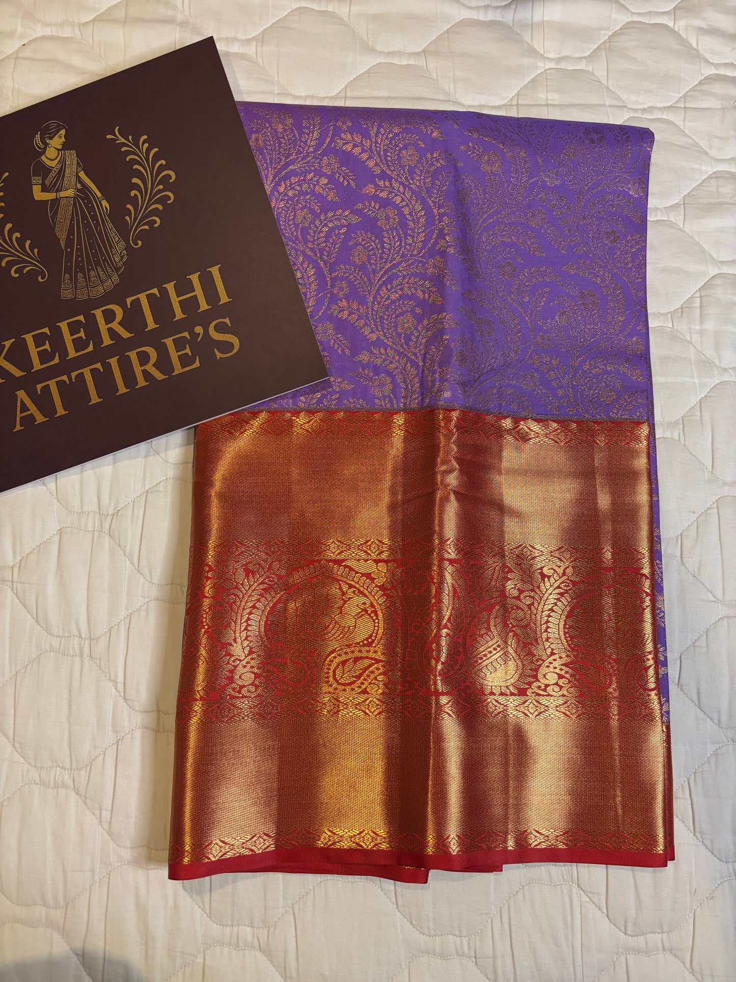 Purple and Gold Sari with Red Border