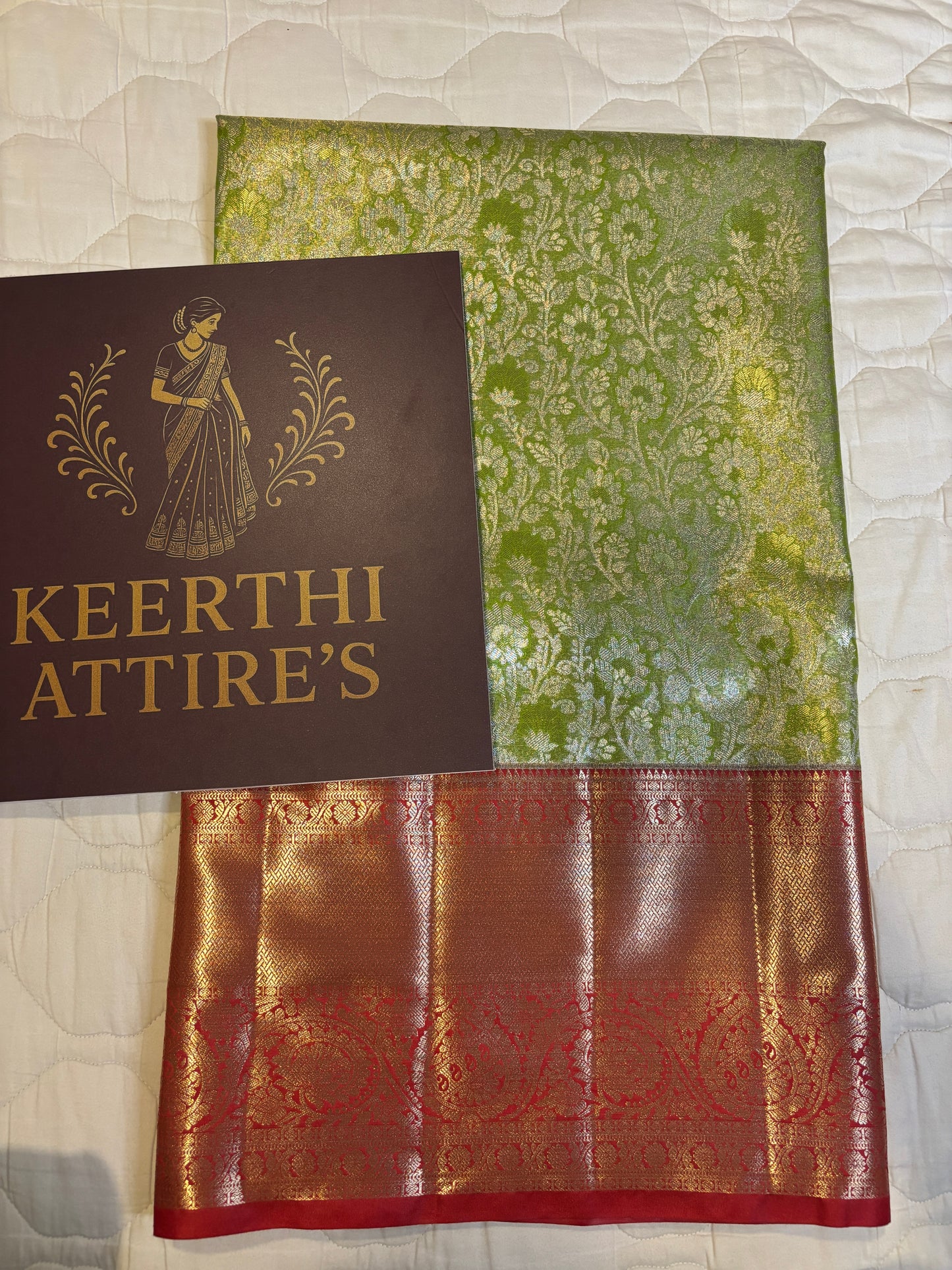 Elegant green Kanchipuram Tissue Saree