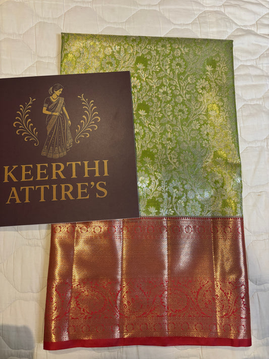 Elegant green Kanchipuram Tissue Saree