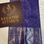Elegant Blue Kanchipuram tissue Saree with Golden and Navy Blue big border Accents